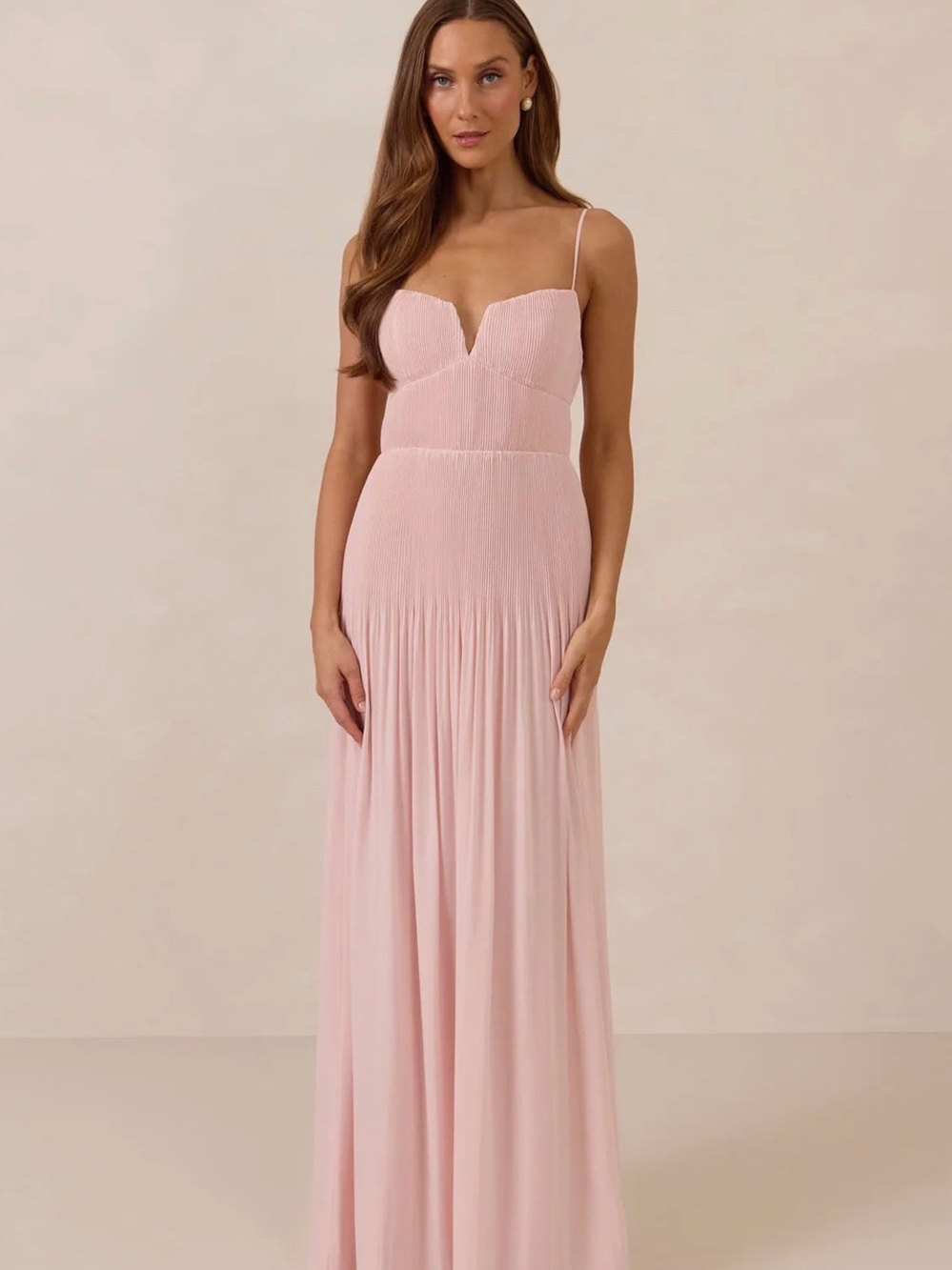 Park & Fifth Soft Pink V-Neck Spaghetti Strap Maxi Dress